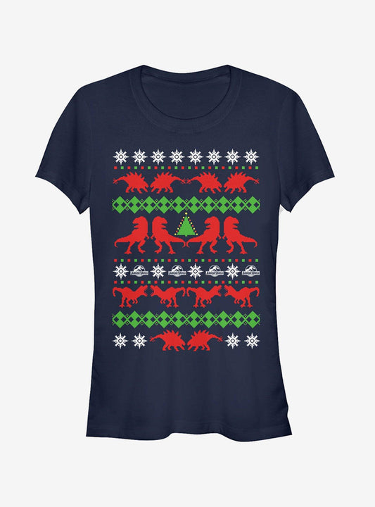 T Rex Ugly Christmas Sweater Girls T-shirt | Trendy Graphic Tee | Casual Unisex T-shirt