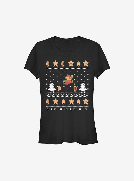 Super Mario Christmas Mario Girls TShirt T-Shirt | Cute Festive Style | Limited Christmas Style