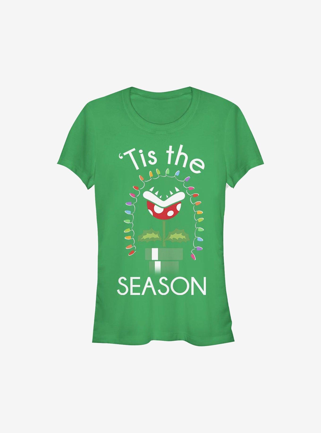 Super Mario Tis The Season Christmas Piranha Girls TShirt T-Shirt | Holiday Edition | Trending Festive Apparel