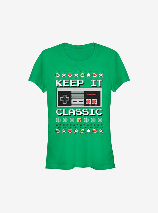Nintendo Keep It Classic Controller Christmas Girls T-Shirt T-Shirt – High Detail Graphic | Perfect for Daily Wear