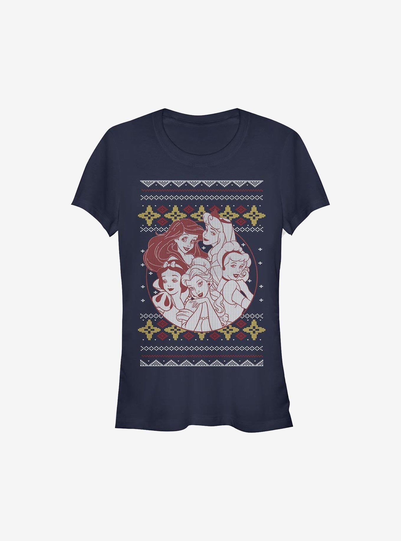 Disney Princesses Group Christmas Print Girls TShirt T-Shirt | Fan Favorite Artwork | Limited Christmas Style