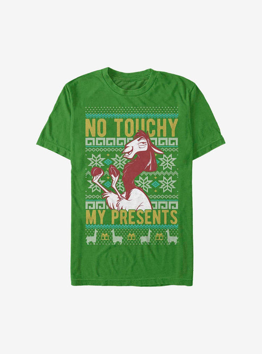 Disney The Emperor's New Groove No Touchy My Presents Ugly Christmas Sweater T-shirt | Trendy Graphic Tee | Casual Unisex T-shirt