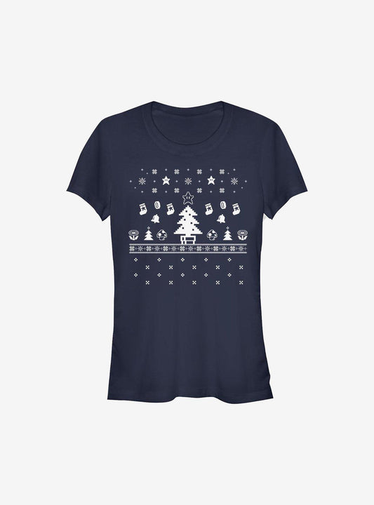 Super Mario White Christmas Girls TShirt T-Shirt | Top Trending Graphic | Perfect For Daily Wear