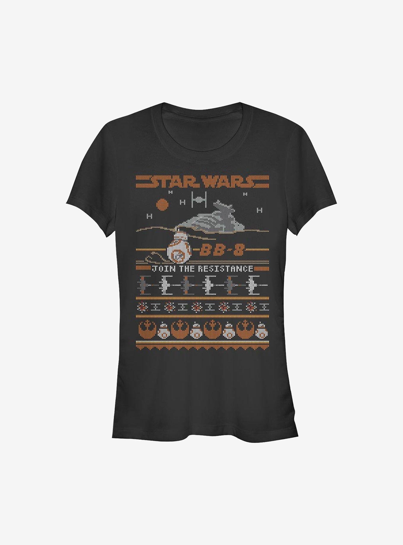 Star Wars BB-8 Resistance Ugly Christmas Pattern Sweater Girls T-Shirt T-Shirt – Exclusive Art Edition | Great Gift for Fans