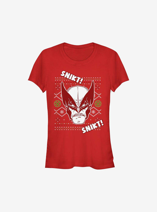 Marvel XMen Wolverine Christmas Pattern Girls TShirt T-Shirt | Seasonal Must-Have | Perfect Holiday Gift