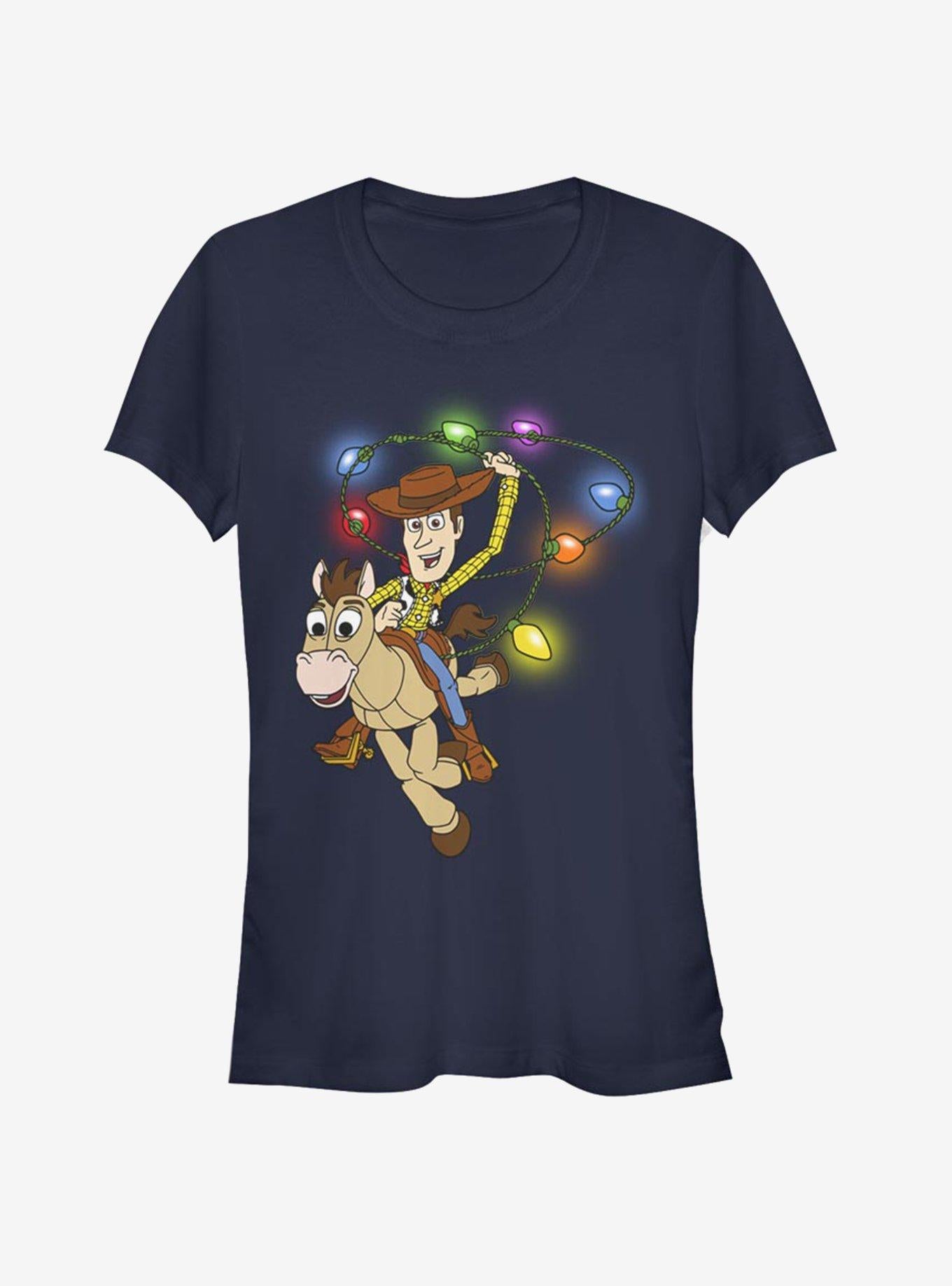 Disney Toy Story Woody Christmas Light Lasso Girls TShirt T-Shirt | Vintage Christmas Look | Perfect For Daily Wear