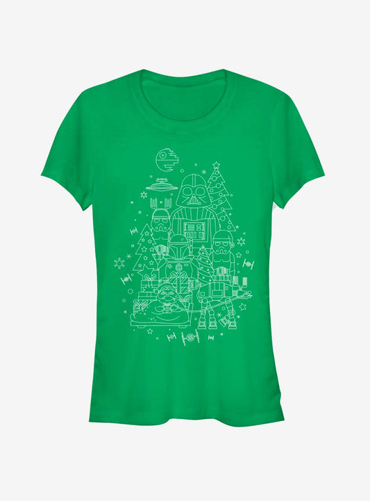 Star Wars Dark Side Line Art Christmas Girls TShirt T-Shirt | Holiday Edition | Trending Festive Apparel