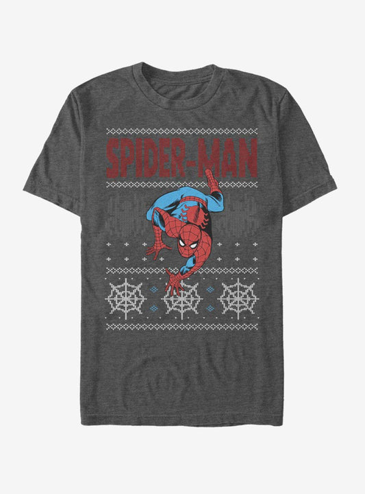 Marvel Spider-man Ugly Spidey Christmas Sweater T-shirt | Trendy Graphic Tee | Casual Unisex T-shirt