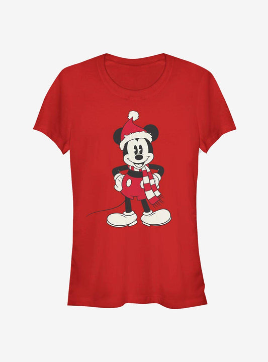 Disney Mickey Mouse Christmas Santa Hat Classic Girls TShirt T-Shirt | Cute Festive Style | Limited Christmas Style