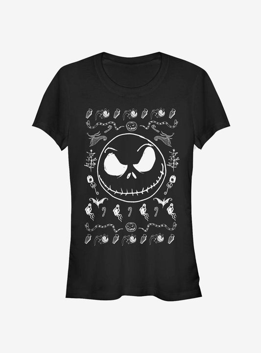 The Nightmare Before Christmas Jack Face Spooky Outline Girls TShirt T-Shirt | High-Quality Print | Trending Festive Apparel