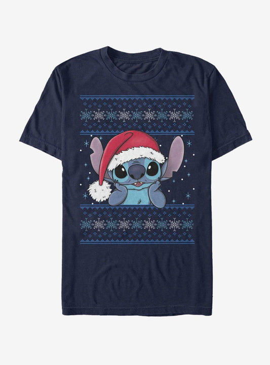 Disney Lilo Stitch Holiday Stitch Wearing Santa Hat T-Shirt T-Shirt – Top Trending Graphic | Great Gift for Fans