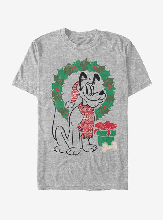 Disney Pluto Holiday Christmas Wreath Pluto TShirt T-Shirt | Fan Favorite Artwork | Perfect For Daily Wear