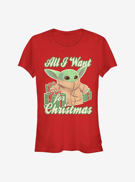 Star Wars The Mandalorian The Child Christmas Baby Girls TShirt T-Shirt | Vintage Christmas Look | Top Pick For Gifting