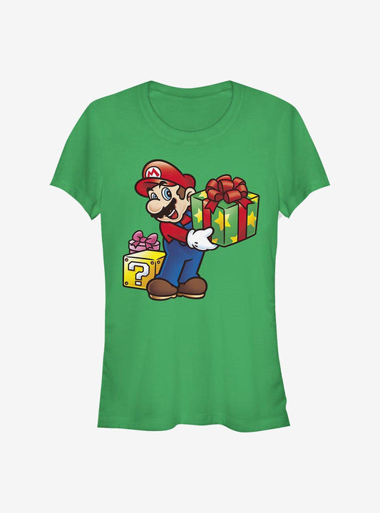 Nintendo Mario Christmas Present Girls T-Shirt T-Shirt – Exclusive Art Edition | High Demand Item