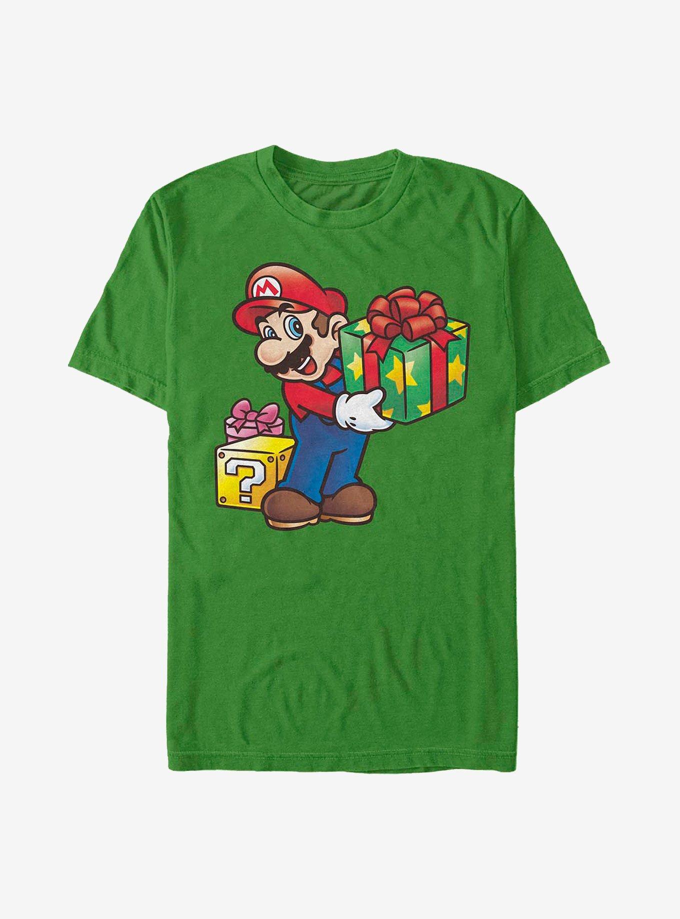 Nintendo Mario Christmas Present TShirt T-Shirt | Top Trending Graphic | Trending Festive Apparel