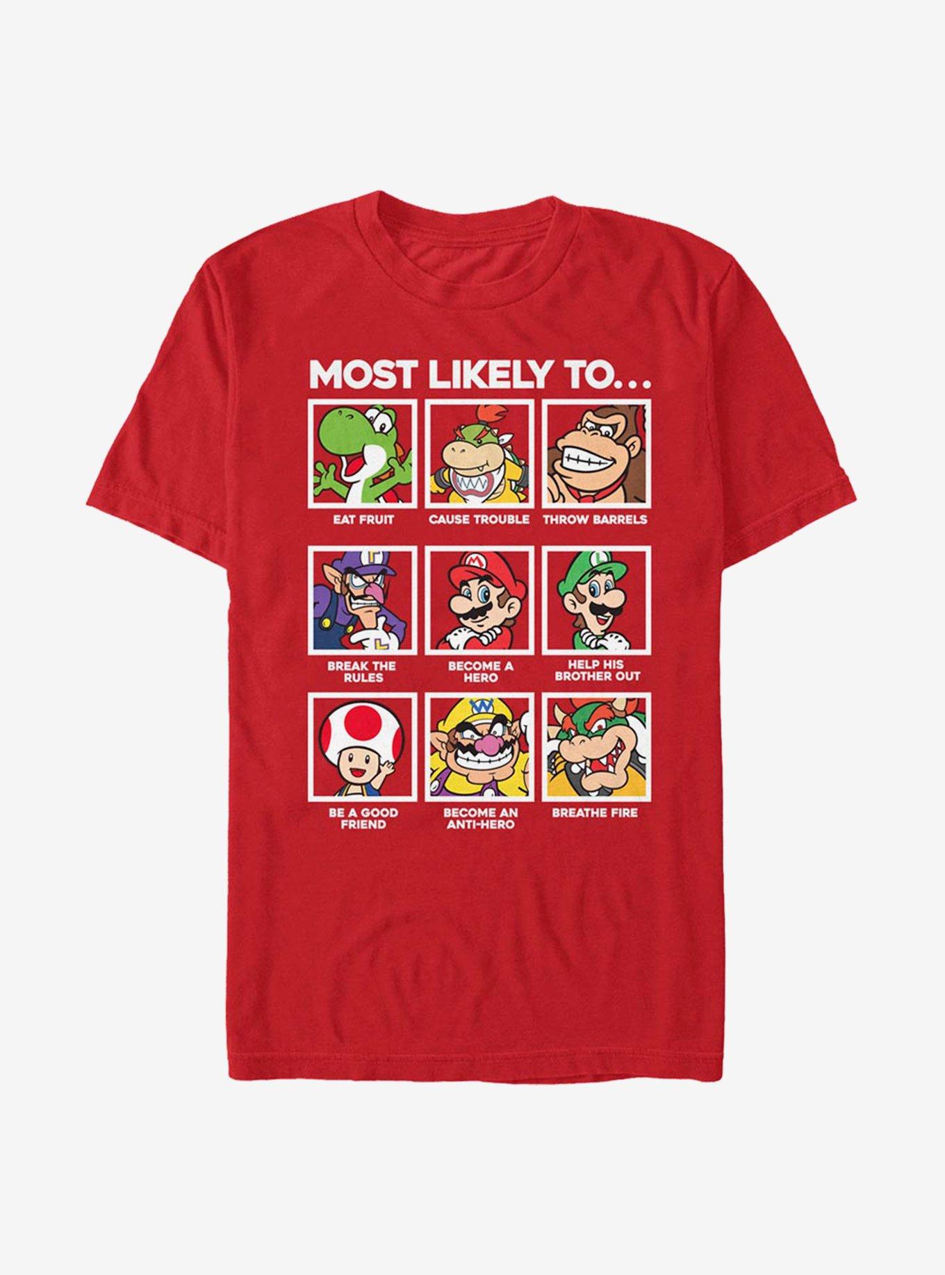 Nintendo Super Mario Most Likely To TShirt T-Shirt | Vintage Christmas Look | Great For Christmas Season