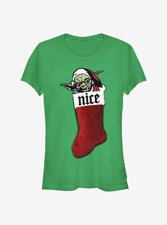 Star Wars Christmas Stocking Nice Yoda Girls TShirt T-Shirt | Cute Festive Style | Limited Christmas Style