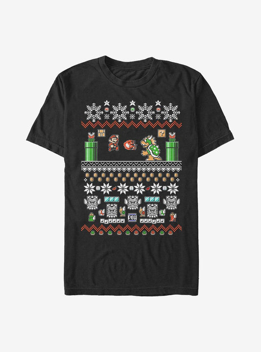 Nintendo Mario Bit Ugly Holiday T-shirt | Trendy Graphic Tee | Casual Unisex T-shirt