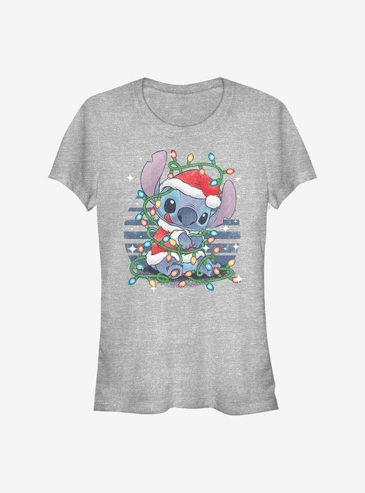 Disney Lilo Stitch Holiday Lights Girls T-Shirt T-Shirt – Premium Quality Print | High Demand Item