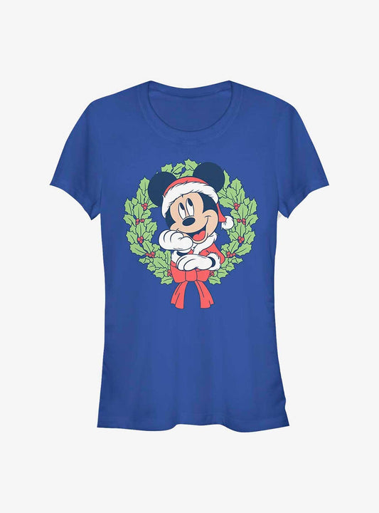 Disney Mickey Mouse Mickey Christmas Wreath Girls T-Shirt T-Shirt – Exclusive Art Edition | Perfect for Daily Wear