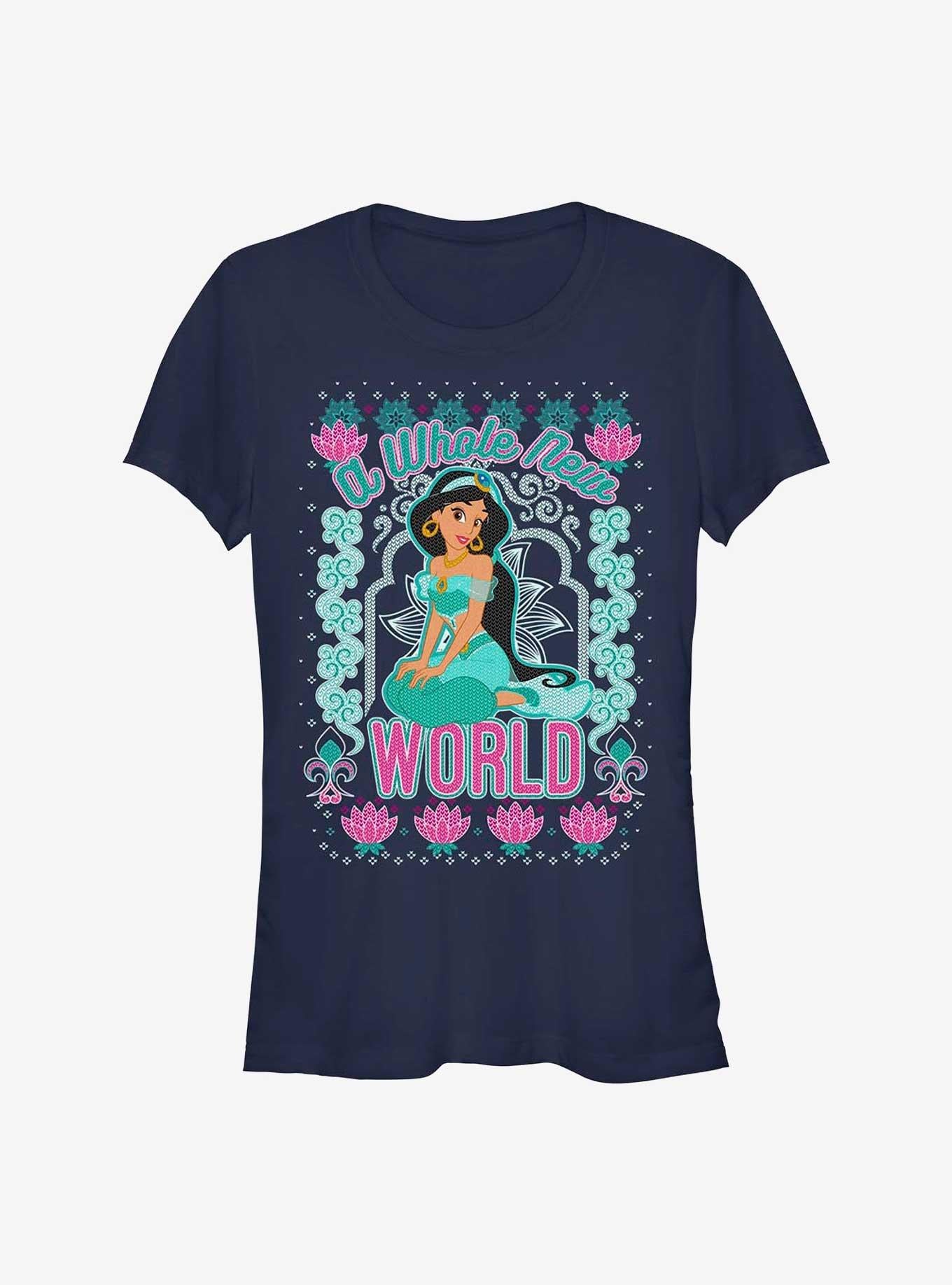 Disney Princess Jasmine World Ugly Holiday Girls T-shirt | Trendy Graphic Tee | Casual Unisex T-shirt