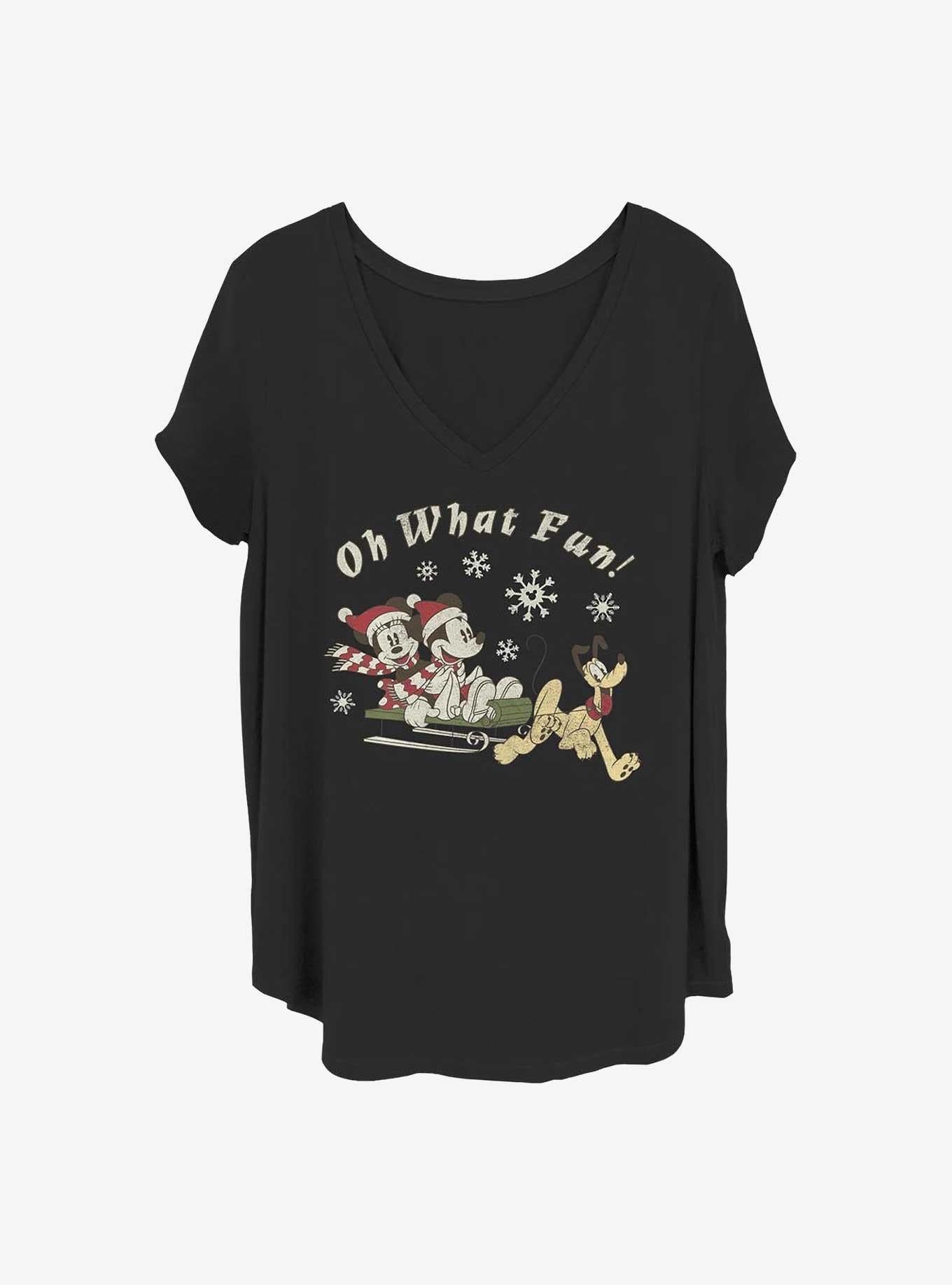 Disney Mickey Mouse Minnie Mouse Holiday Oh What Fun Girls TShirt Plus Size T-Shirt | Fan Favorite Artwork | Perfect For Daily Wear