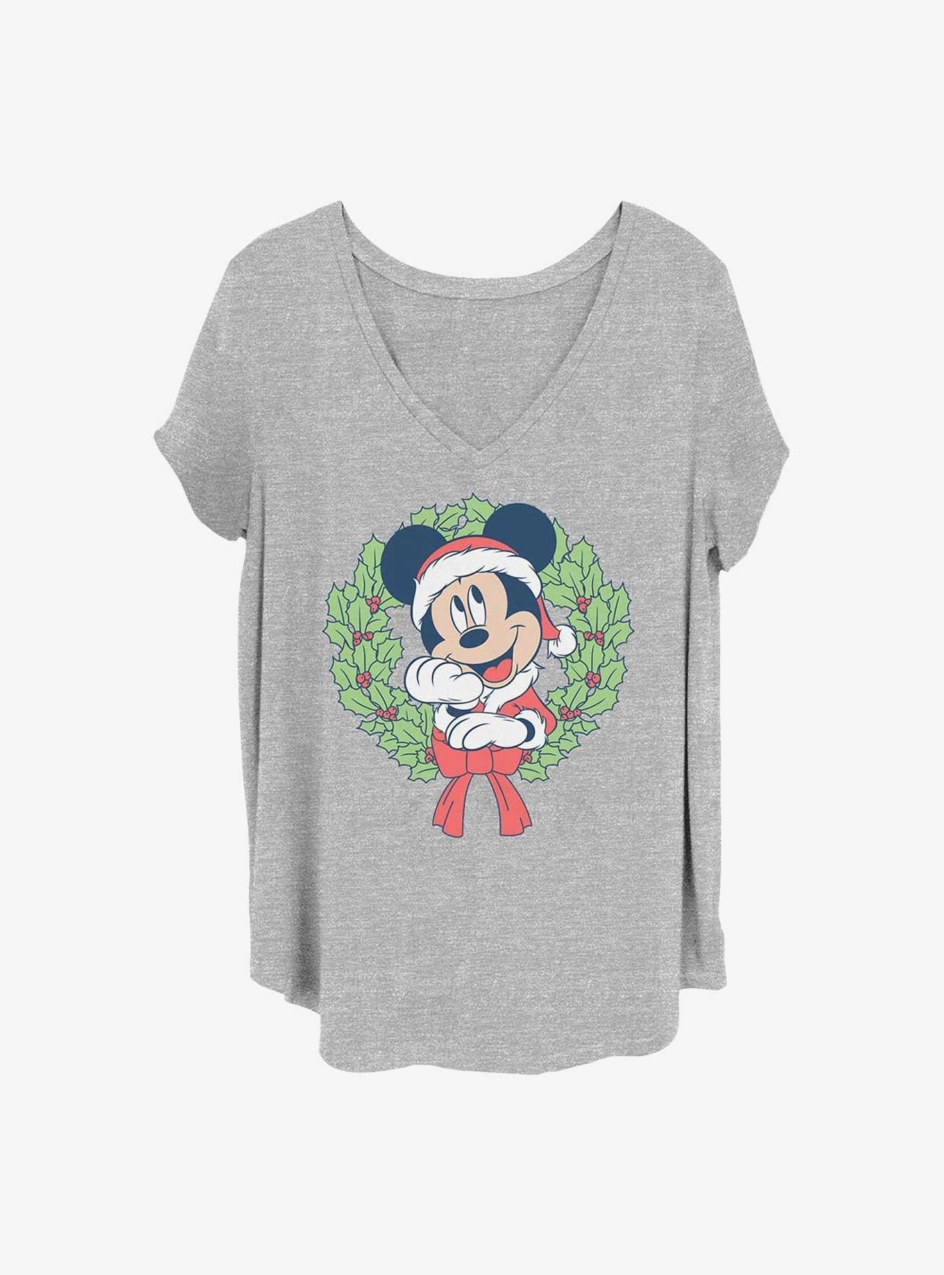 Disney Mickey Mouse Mickey Christmas Wreath Girls TShirt Plus Size T-Shirt | Cute Festive Style | Perfect Holiday Gift