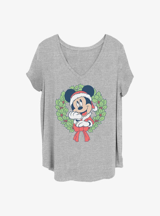 Disney Mickey Mouse Mickey Christmas Wreath Girls T-Shirt Plus Size T-Shirt – Vintage Style Artwork | Must-Have Style