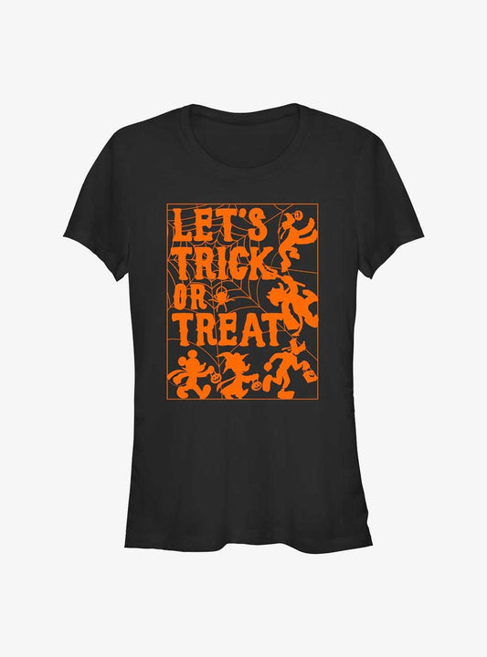 Disney Mickey Mouse Let's Trick or Treat Spiderweb Girls T-Shirt