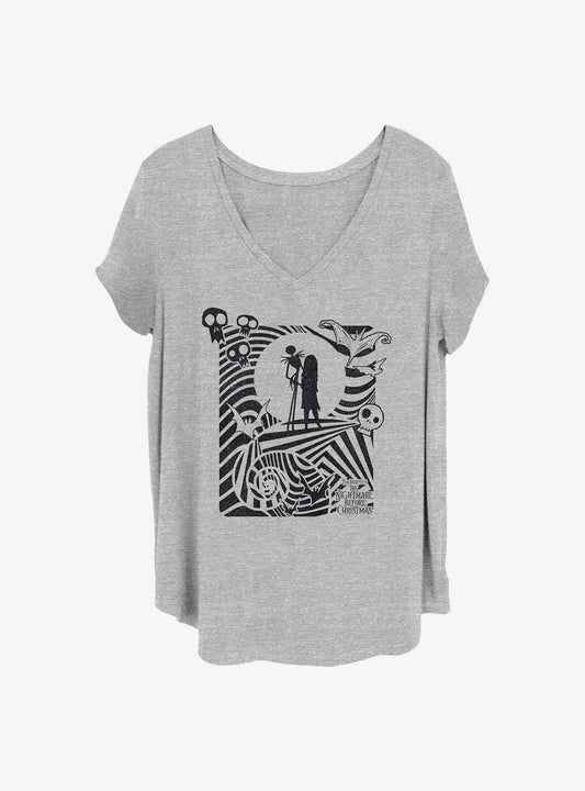 Disney The Nightmare Before Christmas Jack and Sally Girls TShirt Plus Size T-Shirt | Cute Festive Style | Trending Festive Apparel