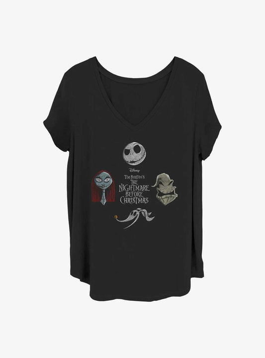 Disney The Nightmare Before Christmas Heads Up Girls TShirt Plus Size T-Shirt | Vintage Christmas Look | Limited Christmas Style