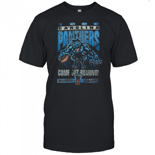 1995 Carolina Panthers Vintage Faded Black Inaugural Season Come Out Roaring Starter NFL Shirt