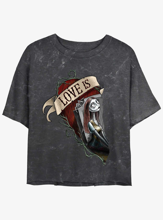 Disney The Nightmare Before Christmas Sally Loves Mineral Wash Girls Crop TShirt T-Shirt | Holiday Edition | Top Pick For Gifting