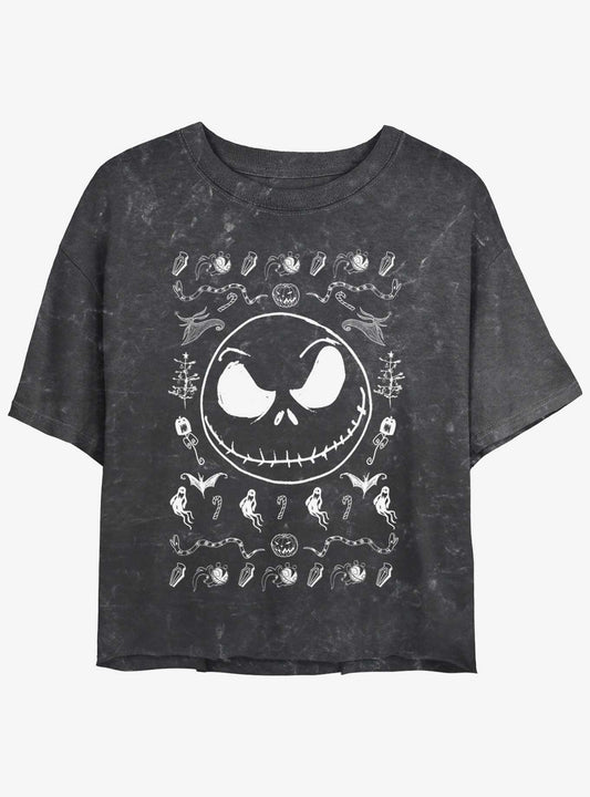 Disney The Nightmare Before Christmas Jack Spooky Icons Mineral Wash Girls Crop TShirt T-Shirt | Premium Graphic | Limited Christmas Style