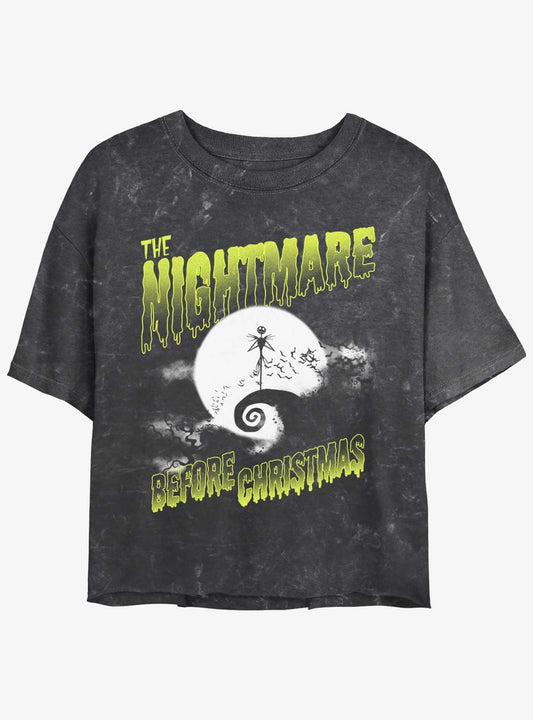 Disney The Nightmare Before Christmas Moonlit Jack Skellington Mineral Wash Girls Crop TShirt T-Shirt | Holiday Edition | Perfect For Daily Wear