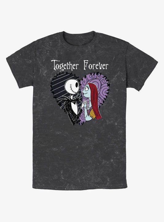Disney The Nightmare Before Christmas Jack and Sally Together Forever Mineral Wash TShirt T-Shirt | Fan Favorite Artwork | Limited Christmas Style
