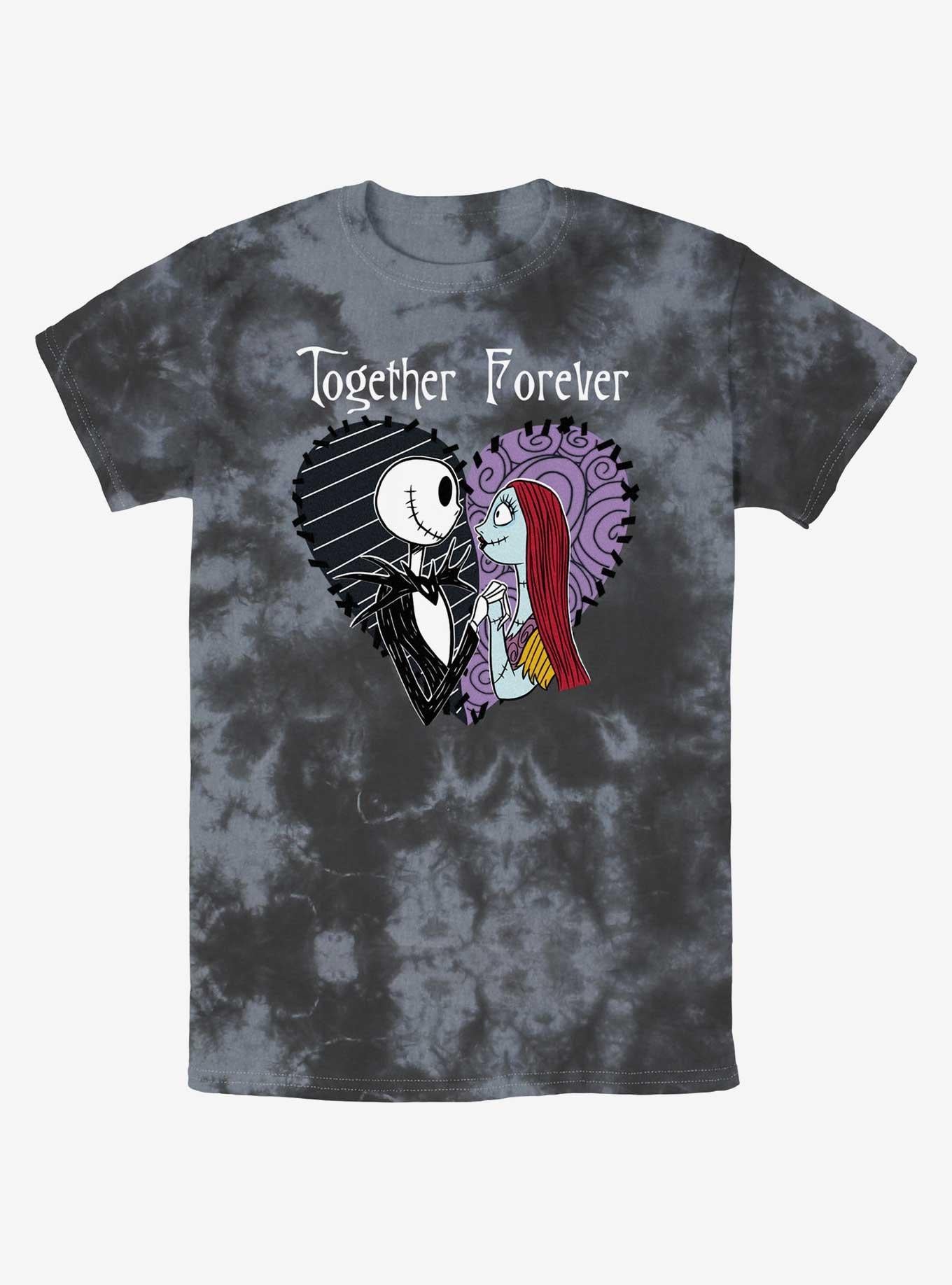 Disney The Nightmare Before Christmas Jack and Sally Together Forever TieDye TShirt T-Shirt | High-Quality Print | Great For Christmas Season