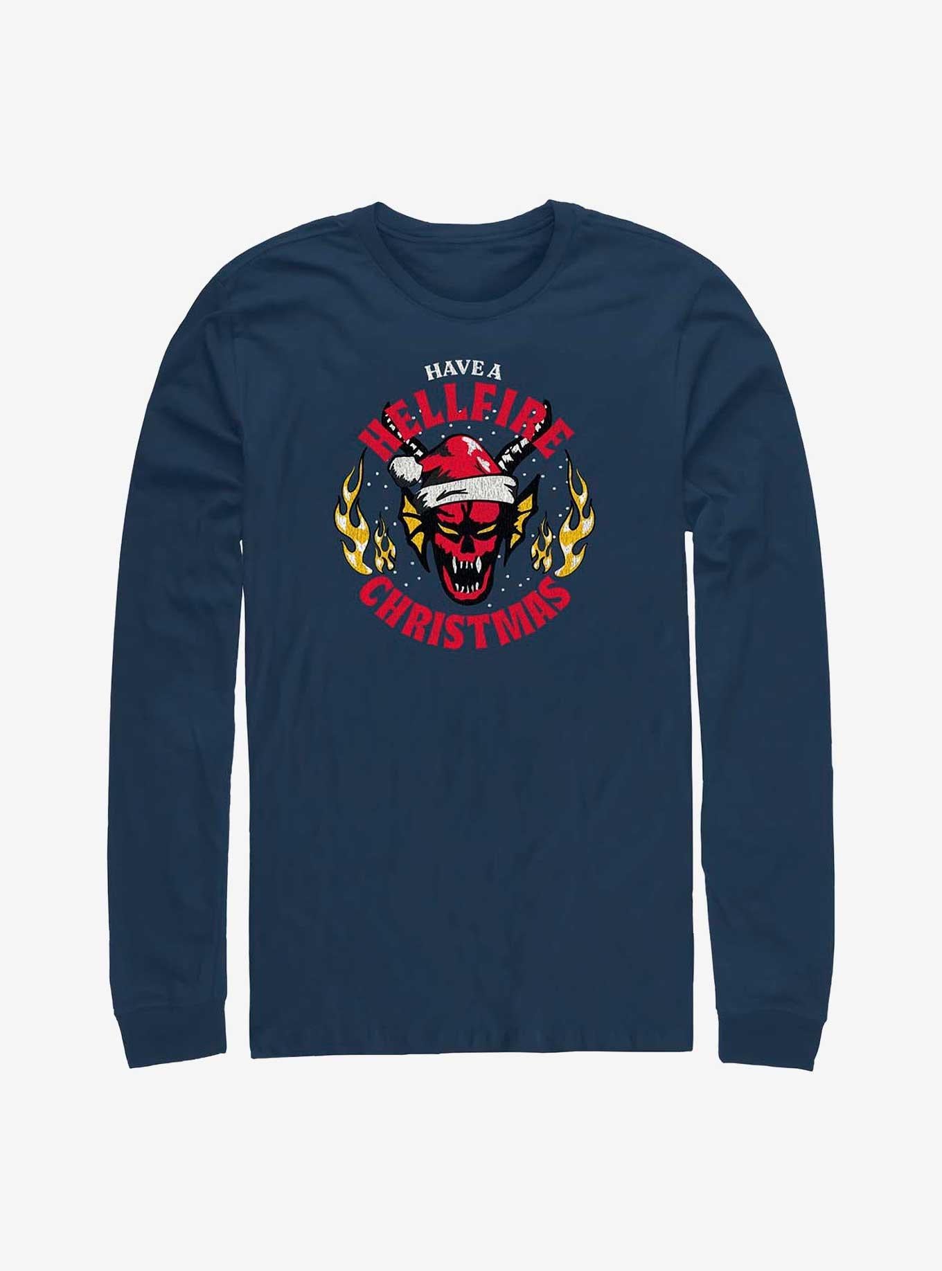 Stranger Things Have A Hellfire Christmas LongSleeve TShirt T-Shirt | High-Quality Print | Perfect For Daily Wear