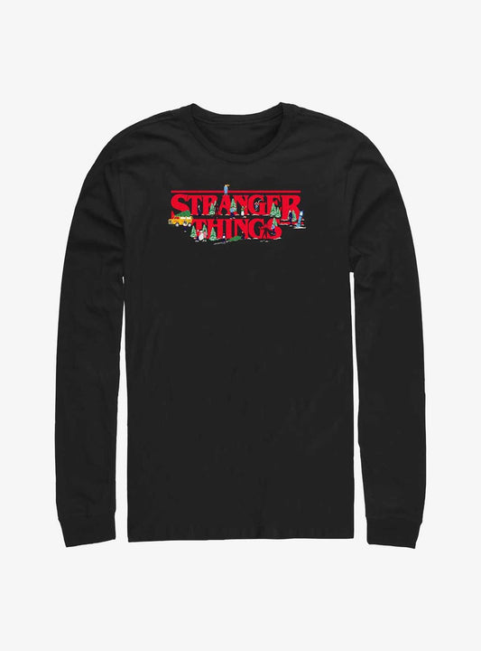 Stranger Things Christmas Scene Logo LongSleeve TShirt T-Shirt | Top Trending Graphic | Perfect For Daily Wear