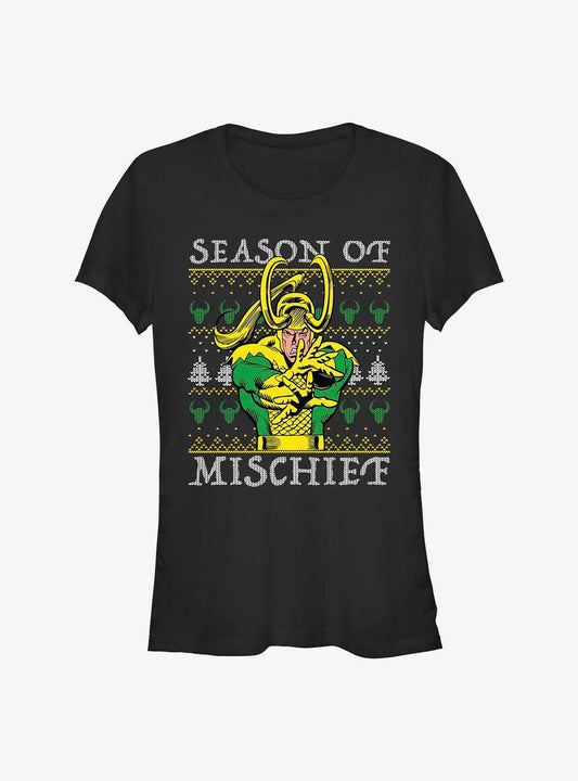 Marvel Loki Mischief Season Ugly Christmas Girls TShirt T-Shirt | Top Trending Graphic | Limited Christmas Style