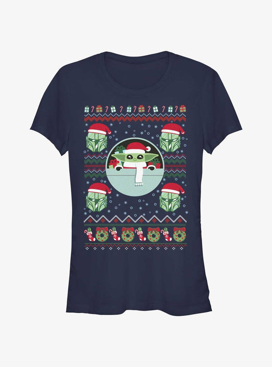 Star Wars The Mandalorian Grogu Ugly Christmas Girls T-shirt | Trendy Graphic Tee | Casual Unisex T-shirt