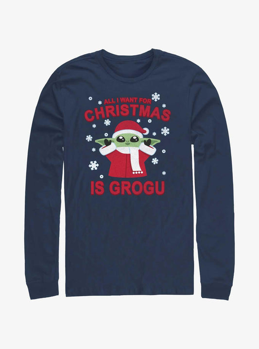 Star Wars The Mandalorian Grogu For Christmas LongSleeve TShirt T-Shirt | High-Quality Print | Great For Christmas Season