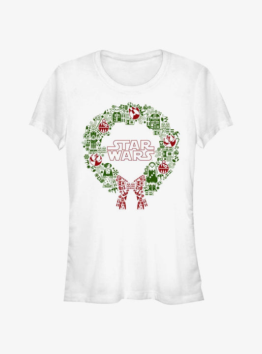 Star Wars Christmas Wreath Icon Fill Girls TShirt T-Shirt | Holiday Edition | Limited Christmas Style