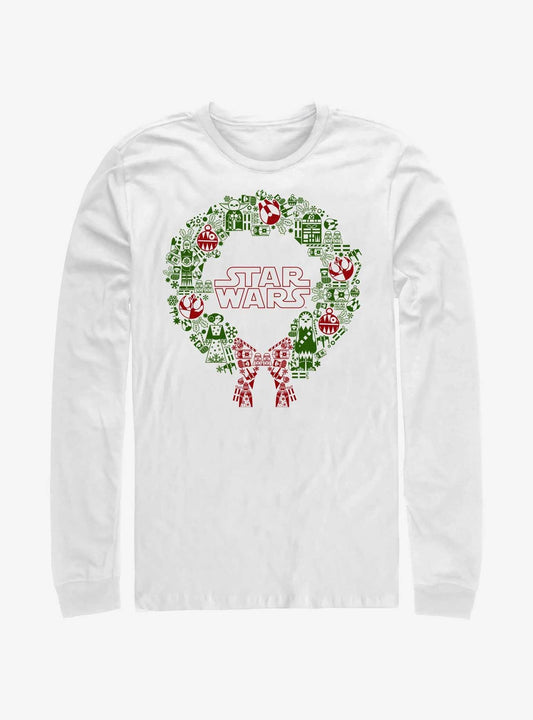 Star Wars Christmas Wreath Icon Fill LongSleeve TShirt T-Shirt | High-Quality Print | Great For Christmas Season