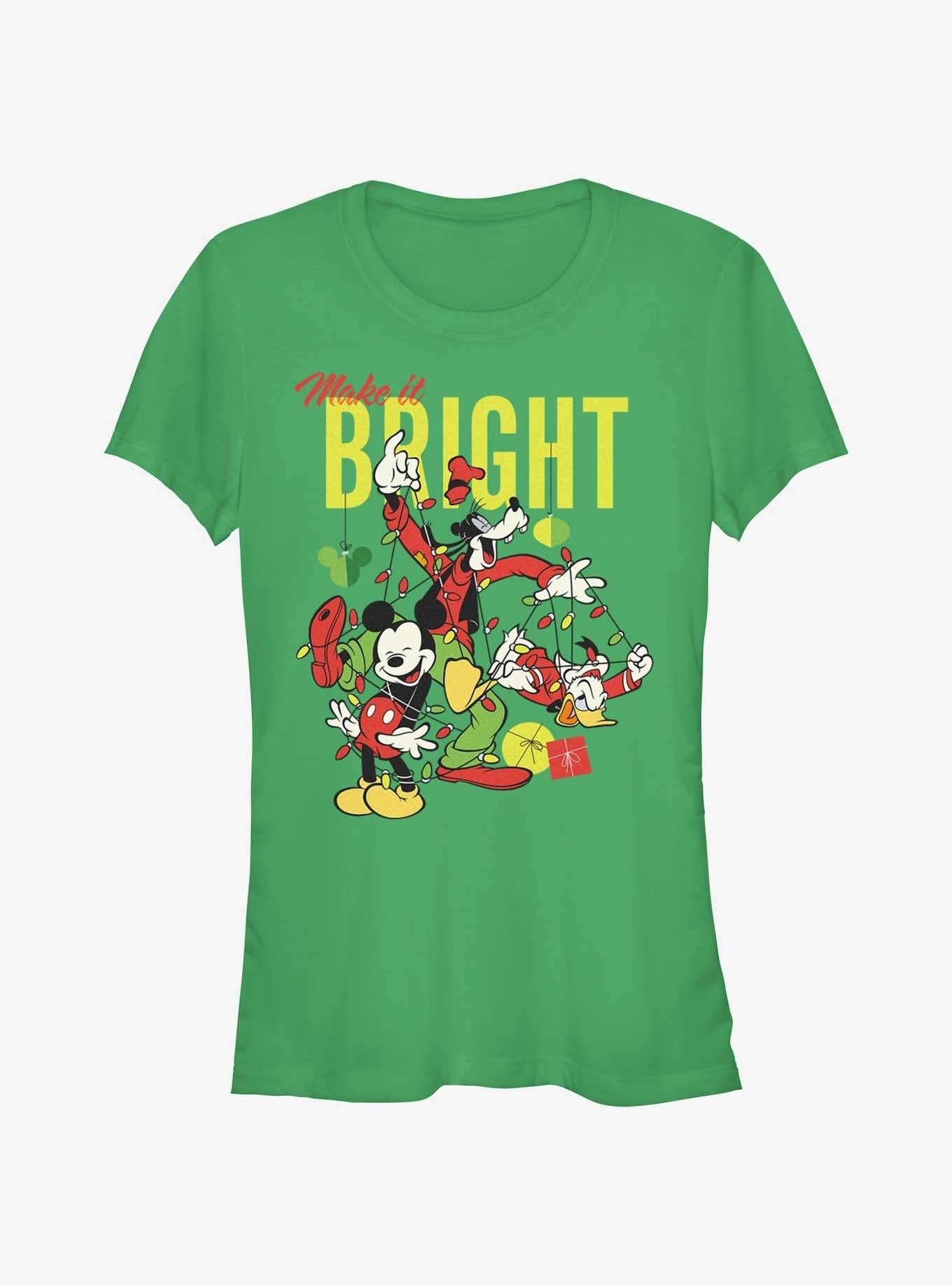 Disney Mickey Mouse Bright Christmas Mickey Goofy and Donald Girls TShirt T-Shirt | Vintage Christmas Look | Perfect For Daily Wear