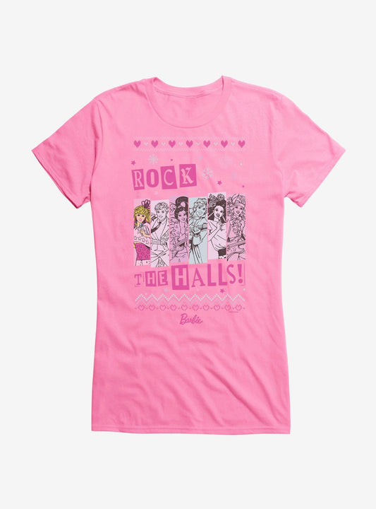 Barbie Rock The Halls Ugly Christmas Pattern Girls TShirt T-Shirt | Premium Graphic | Perfect For Daily Wear