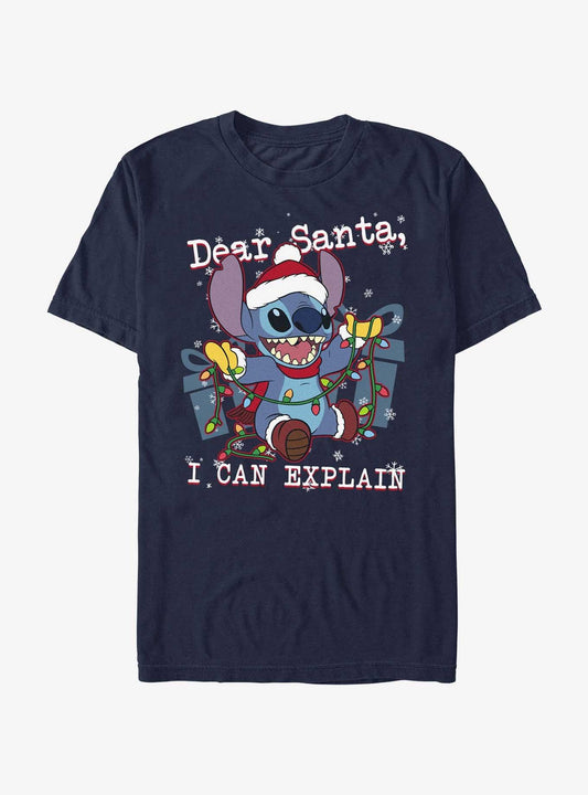 Disney Lilo Stitch Dear Santa I Can Explain Extra Soft TShirt T-Shirt | Vintage Christmas Look | Perfect For Daily Wear