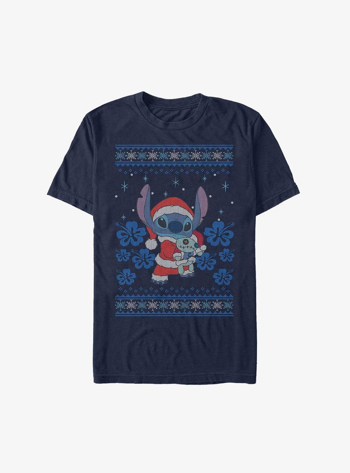 Disney Lilo & Stitch Santa Stitch And Scrump Ugly Christmas Extra Soft T-shirt | Trendy Graphic Tee | Casual Unisex T-shirt