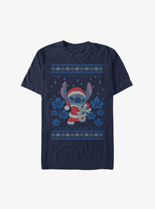 Disney Lilo & Stitch Santa Stitch And Scrump Ugly Christmas Extra Soft T-shirt | Trendy Graphic Tee | Casual Unisex T-shirt