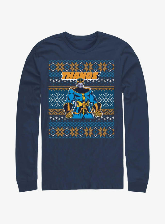 Marvel Thanos Ugly Christmas Long-sleeve T-shirt | Trendy Graphic Tee | Casual Unisex T-shirt